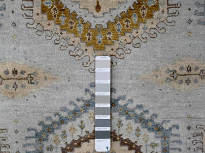 Grey 5'10" x 6'1" Tribal & Geometric Hand knotted Wool Rug - Sku: O084922