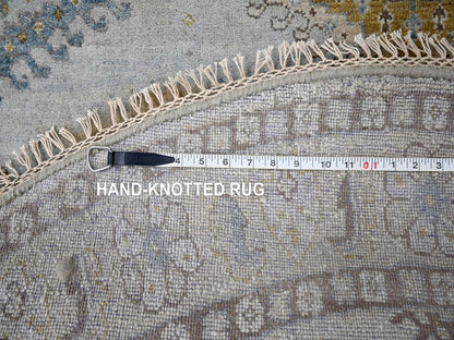 Grey 5'10" x 6'1" Tribal & Geometric Hand knotted Wool Rug - Sku: O084922
