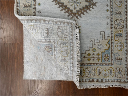 Grey 2'7" x 19'9" Tribal & Geometric Hand knotted Wool Rug - Sku: O084923