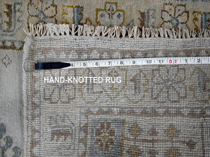 Grey 2'7" x 19'9" Tribal & Geometric Hand knotted Wool Rug - Sku: O084923
