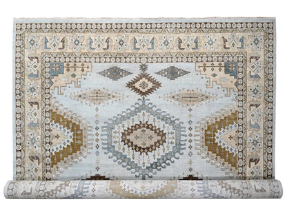 Grey 13'11" x 17'10" Tribal & Geometric Hand knotted Wool Rug - Sku: O084924