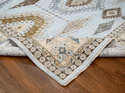 Grey 13'11" x 17'10" Tribal & Geometric Hand knotted Wool Rug - Sku: O084924