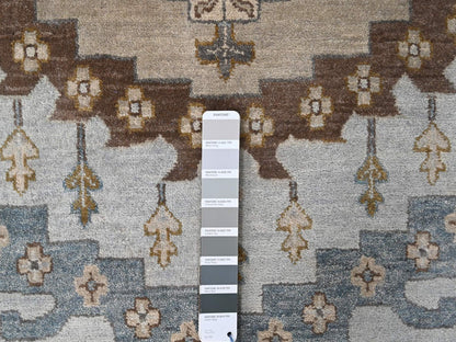 Grey 13'11" x 17'10" Tribal & Geometric Hand knotted Wool Rug - Sku: O084924