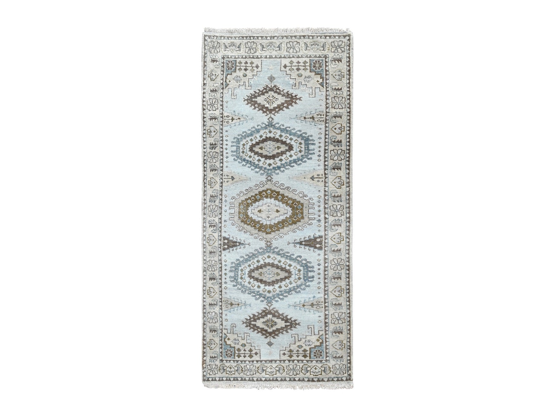 Gray 2'9" x 6'0" Tribal Hand knotted Wool Rug - Sku: O084925
