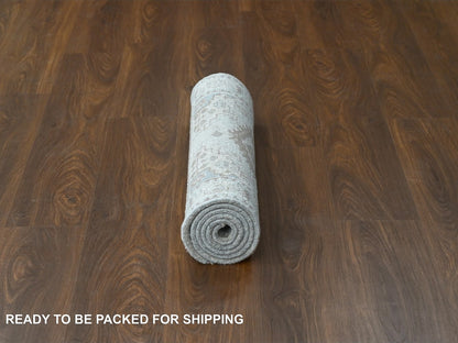 Grey 2'9" x 6'0" Tribal & Geometric Hand knotted Wool Rug - Sku: O084925