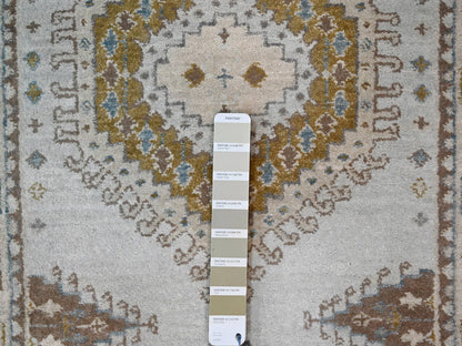 Grey 2'7" x 23'9" Tribal & Geometric Hand knotted Wool Rug - Sku: O084928