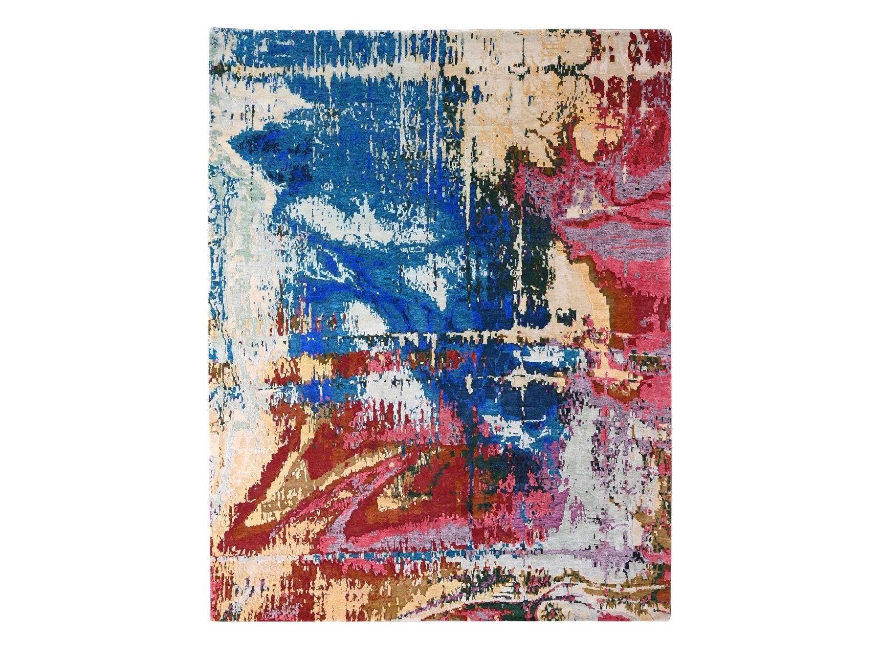 Modern / Contemporary hand-knotted wool rug in Blue, 9'4" x 12'3", SKU O084930