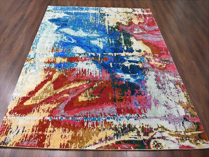 Modern / Contemporary hand-knotted wool rug in Blue, 9'4" x 12'3", SKU O084930