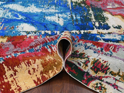 Modern / Contemporary hand-knotted wool rug in Blue, 9'4" x 12'3", SKU O084930