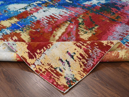 Modern / Contemporary hand-knotted wool rug in Blue, 9'4" x 12'3", SKU O084930