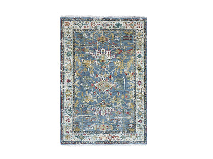Heriz Traditional hand-knotted wool rug in Blue, 3'1" x 4'11", SKU O084953