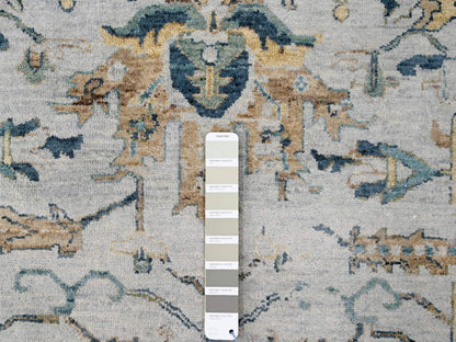 Grey 8'11" x 11'11" Transitional Hand knotted Wool Rug - Sku: O084976