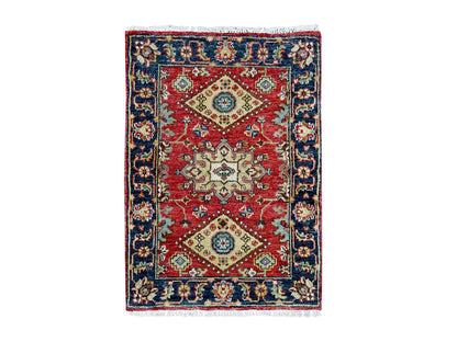 Red 2'0" x 3'0" Traditional Hand knotted Wool Rug - Sku: O084980