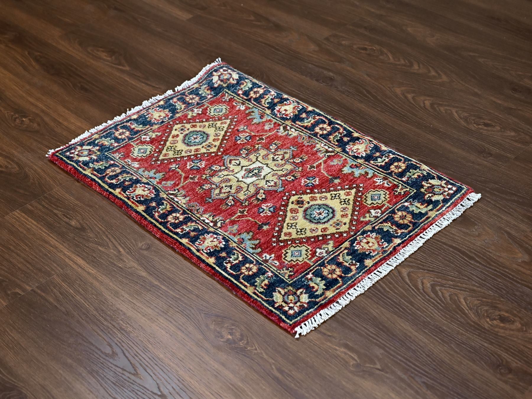 Karajeh Traditional hand-knotted wool rug in Red, 2'0" x 3'0", SKU O084980