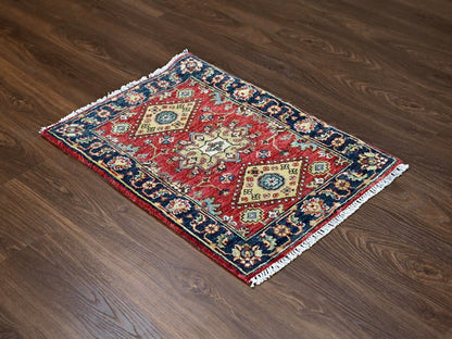 Red 2'0" x 3'0" Traditional Hand knotted Wool Rug - Sku: O084980