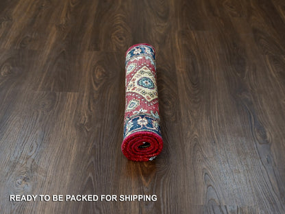 Red 2'0" x 3'0" Traditional Hand knotted Wool Rug - Sku: O084980