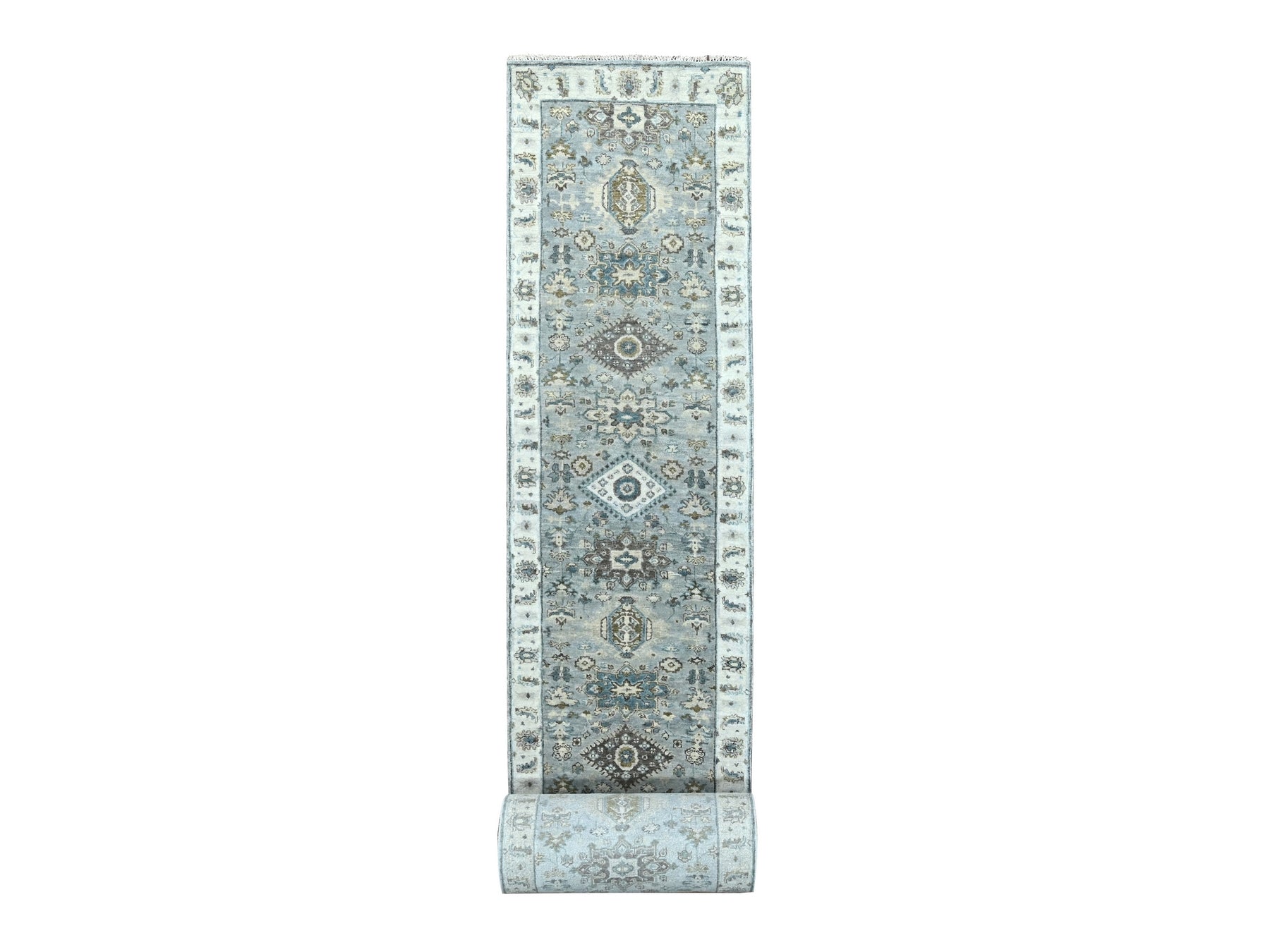 Karajeh Traditional hand-knotted wool runner in Gray, 2'7" x 27'9", SKU O084981
