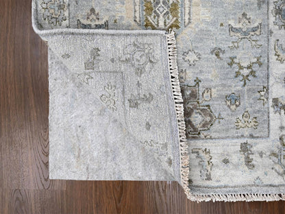 Grey 2'7" x 27'9" Traditional Hand knotted Wool Rug - Sku: O084981