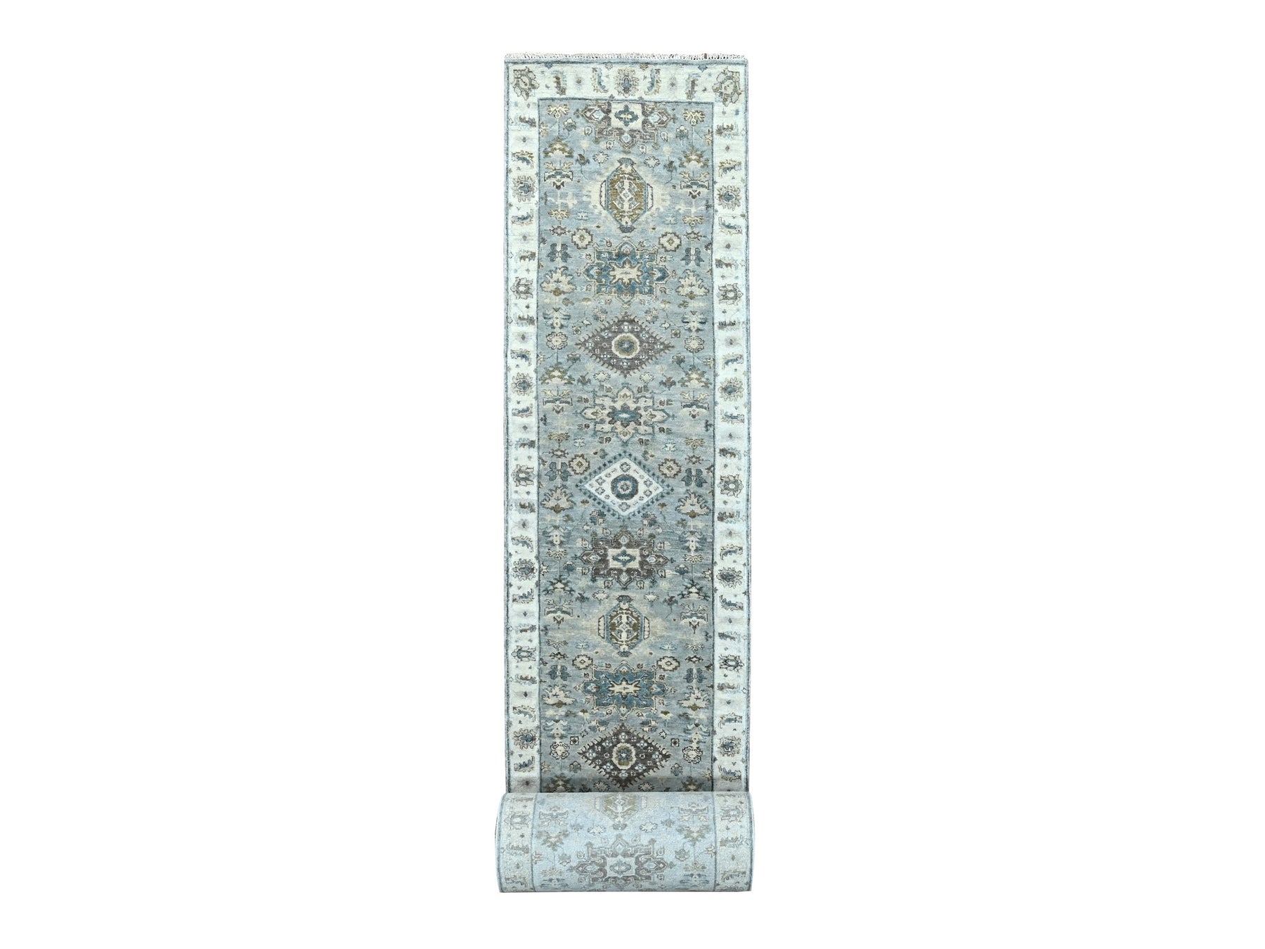 Karajeh Traditional hand-knotted wool runner in Gray, 2'8" x 27'9", SKU O084982