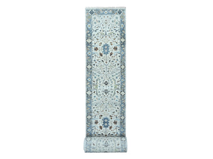 Grey 2'6" x 30'4" Oushak And Peshawar Hand knotted Wool Rug - Sku: O084983