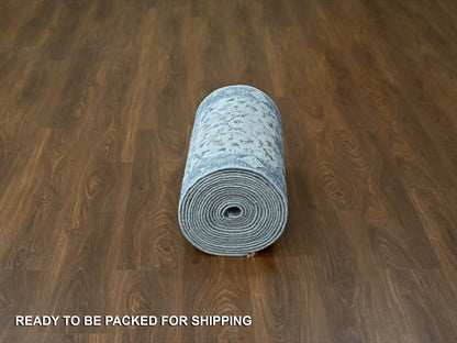 Grey 2'6" x 30'4" Oushak And Peshawar Hand knotted Wool Rug - Sku: O084983