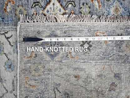 Grey 2'6" x 30'4" Oushak And Peshawar Hand knotted Wool Rug - Sku: O084983