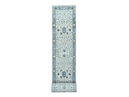 Grey 2'5" x 30'4" Oushak And Peshawar Hand knotted Wool Rug - Sku: O084984
