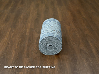 Grey 2'5" x 30'4" Oushak And Peshawar Hand knotted Wool Rug - Sku: O084984