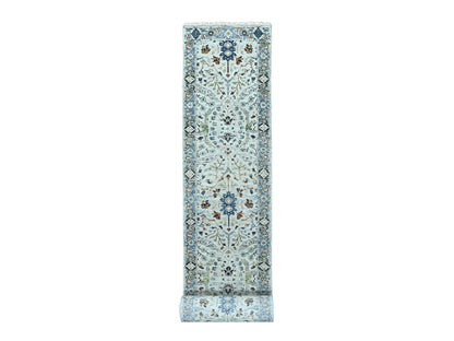 Grey 2'6" x 23'10" Oushak And Peshawar Hand knotted Wool Rug - Sku: O084985