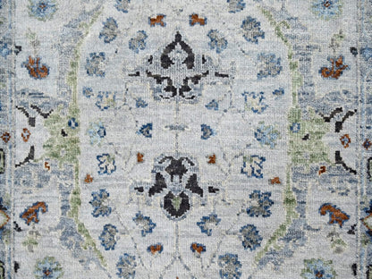 Grey 2'6" x 23'10" Oushak And Peshawar Hand knotted Wool Rug - Sku: O084985