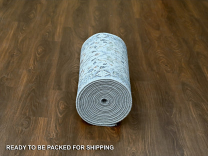 Grey 2'6" x 23'10" Oushak And Peshawar Hand knotted Wool Rug - Sku: O084985