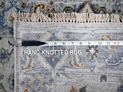 Grey 2'8" x 23'10" Oushak And Peshawar Hand knotted Wool Rug - Sku: O084986