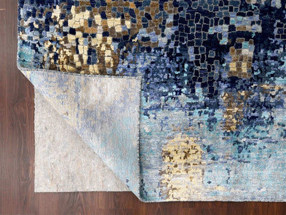 Modern / Contemporary hand-knotted wool rug in Blue, 6'1" x 8'10", SKU O084990