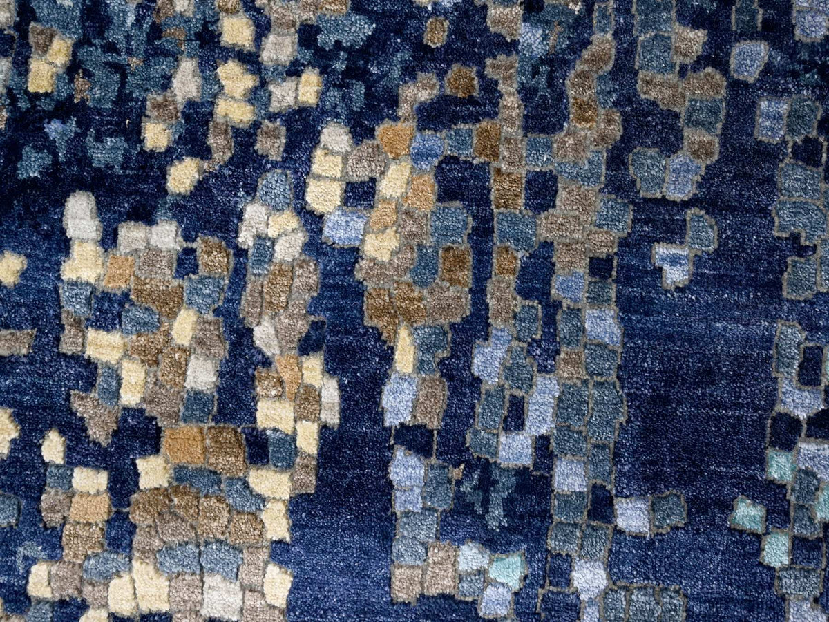 Modern / Contemporary hand-knotted wool rug in Blue, 6'1" x 8'10", SKU O084990