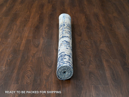 Modern / Contemporary hand-knotted wool rug in Blue, 6'1" x 8'10", SKU O084990