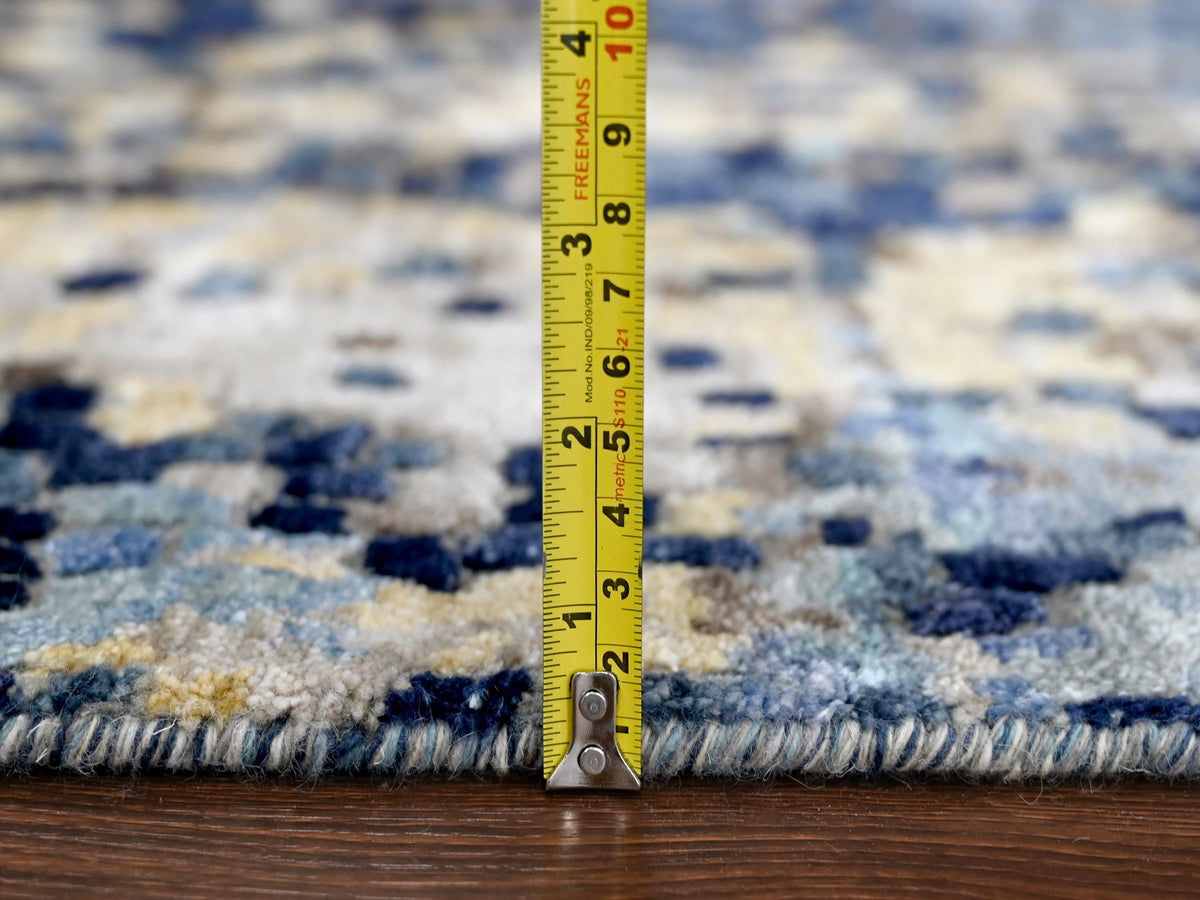 Modern / Contemporary hand-knotted wool rug in Blue, 6'1" x 8'10", SKU O084990