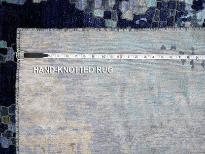 Modern / Contemporary hand-knotted wool rug in Blue, 6'1" x 8'10", SKU O084990