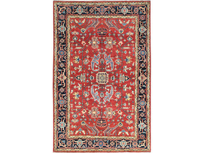 Heriz Heriz hand-knotted wool rug in Red & Midnight Blue, 3'10" x 6' — SKU O085008