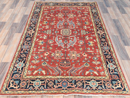 Heriz Heriz hand-knotted wool rug in Red & Midnight Blue, 3'10" x 6' — SKU O085008 (view 2)