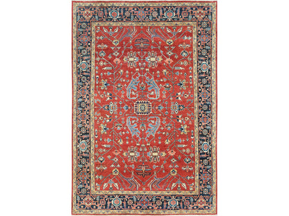 Heriz Heriz hand-knotted wool rug in Red & Blue, 6'1" x 9'1" — SKU O085022