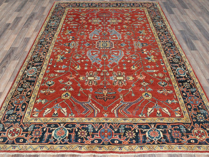 Heriz Heriz hand-knotted wool rug in Red & Blue, 6'1" x 9'1" — SKU O085022 (view 2)
