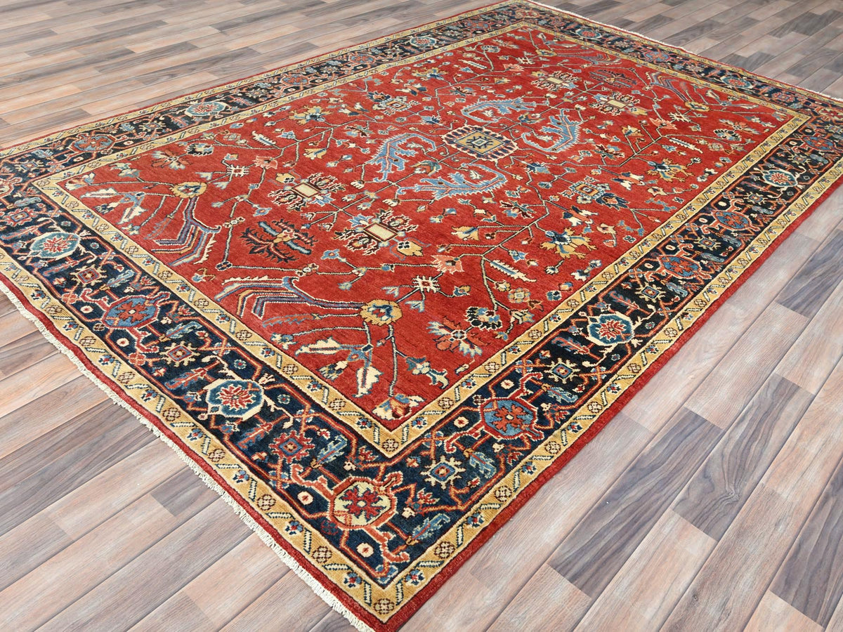 Heriz Heriz hand-knotted wool rug in Red & Blue, 6'1" x 9'1" — SKU O085022 (view 3)