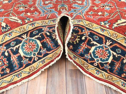 Heriz Heriz hand-knotted wool rug in Red & Blue, 6'1" x 9'1" — SKU O085022 (view 5)