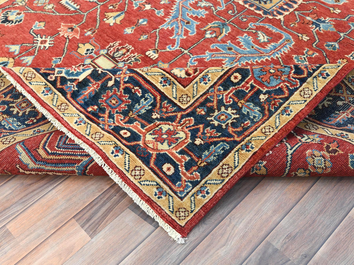 Heriz Heriz hand-knotted wool rug in Red & Blue, 6'1" x 9'1" — SKU O085022 (view 6)