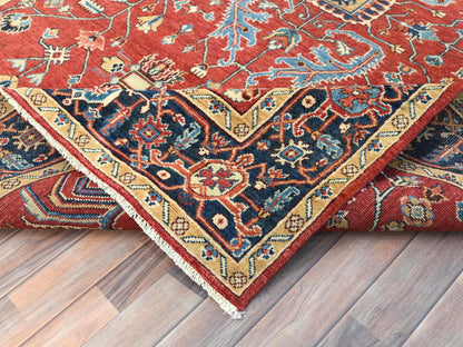 Heriz Heriz hand-knotted wool rug in Red & Blue, 6'1" x 9'1" — SKU O085022 (view 6)