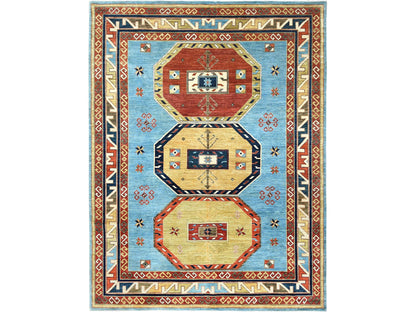 Blue 9'0" x 11'10" Tribal & Geometric Hand knotted Wool Rug - Sku: O085032