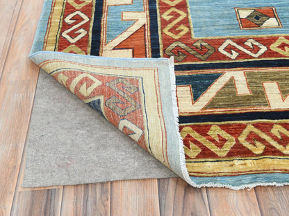 Blue 9'0" x 11'10" Tribal & Geometric Hand knotted Wool Rug - Sku: O085032