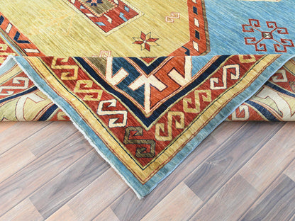 Blue 9'0" x 11'10" Tribal & Geometric Hand knotted Wool Rug - Sku: O085032