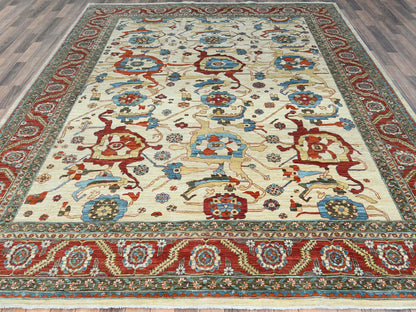 Heriz Heriz hand-knotted wool rug in Ivory & Red, 9' x 11'4" — SKU O085033 (view 2)