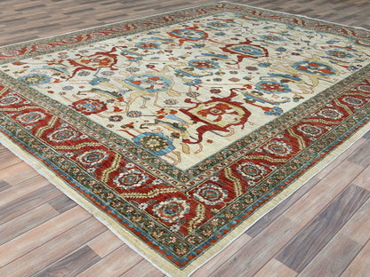 Heriz Heriz hand-knotted wool rug in Ivory & Red, 9' x 11'4" — SKU O085033 (view 3)